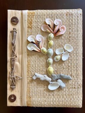 NEW Handmade Natural Materials Photo Album seashell Botanical Design 9x7